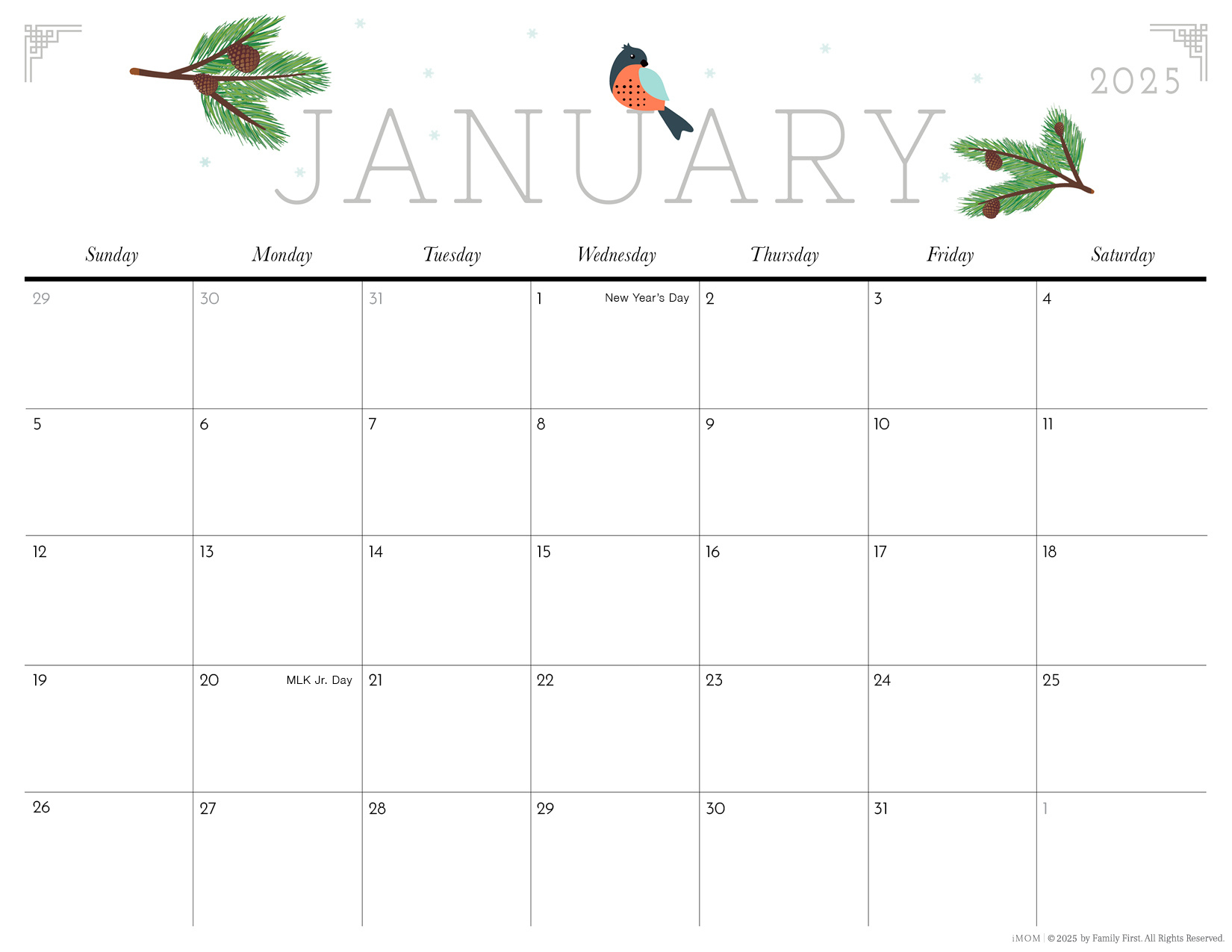 2025 Cute Printable Calendars For Moms - Imom for December 2024 Calendar Printable Imom