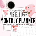 2025 Monthly Planner Calendar – Cute Pigs Free Printable   Cute For 2024 December Calendar Printable Piglet