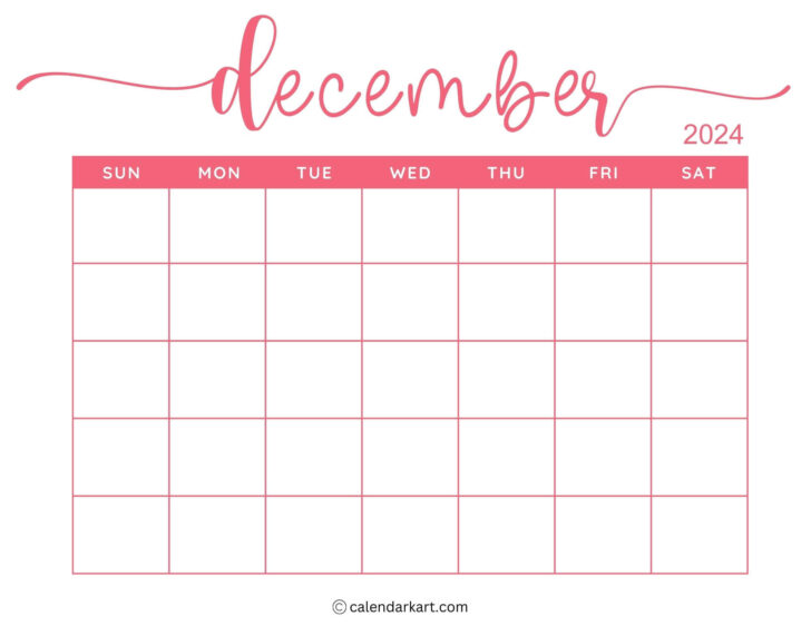 Blank Printable December Calendar 2024