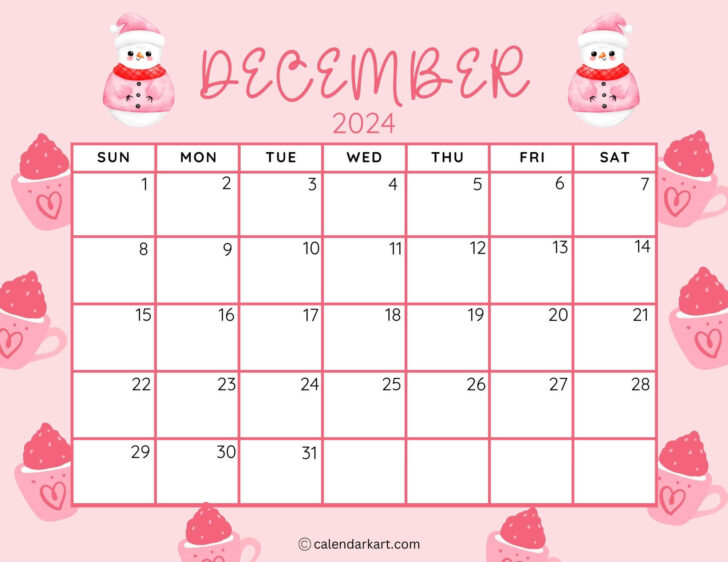 Cute December 2024 Printable Calendar