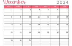 40 Printable December 2024 Calendars | Free Pdf – Calendarkart throughout December 2024 Calendar Printable