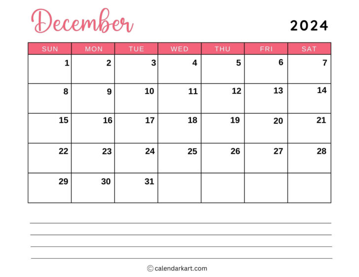 8 1 2 X 11 Printable December Calendar 2024