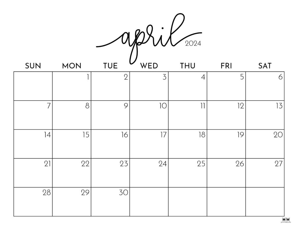 April 2024 Calendars - 50 Free Printables | Printabulls inside 2024 Apr December Calendar Printable