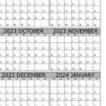 August 2023 To January 2024 Calendar Templates In 2024 Calendar Printable July To December