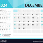 Calendar 2024 Template December Year Desk Vector Image In December 2024 Printable Desk Calendar