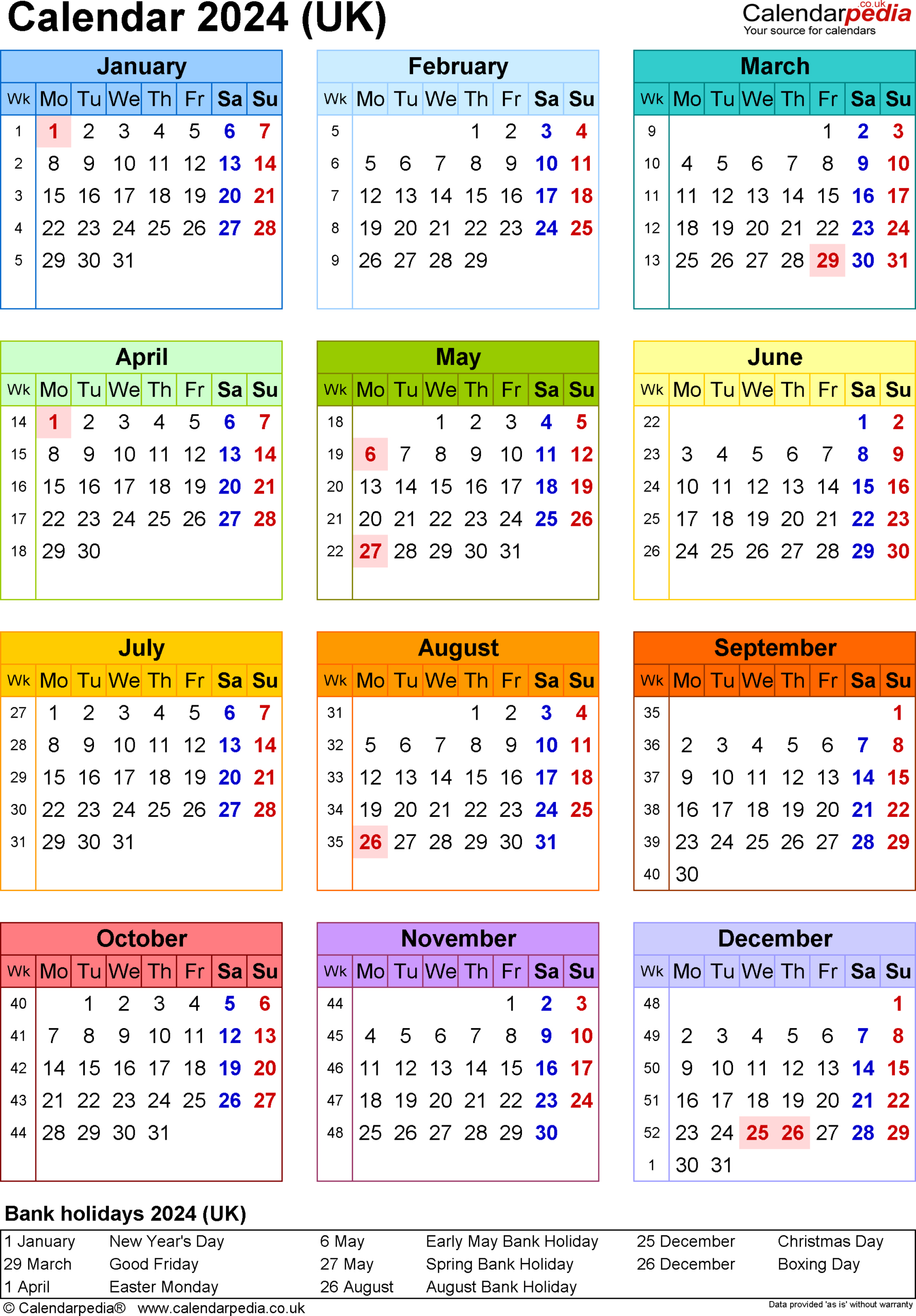 Calendar 2024 (Uk) - Free Printable Pdf Templates inside December 2024 Uk Calendar Printable