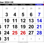 Calendar December 2024 Uk With Excel, Word And Pdf Templates For December 2024 Uk Calendar Printable