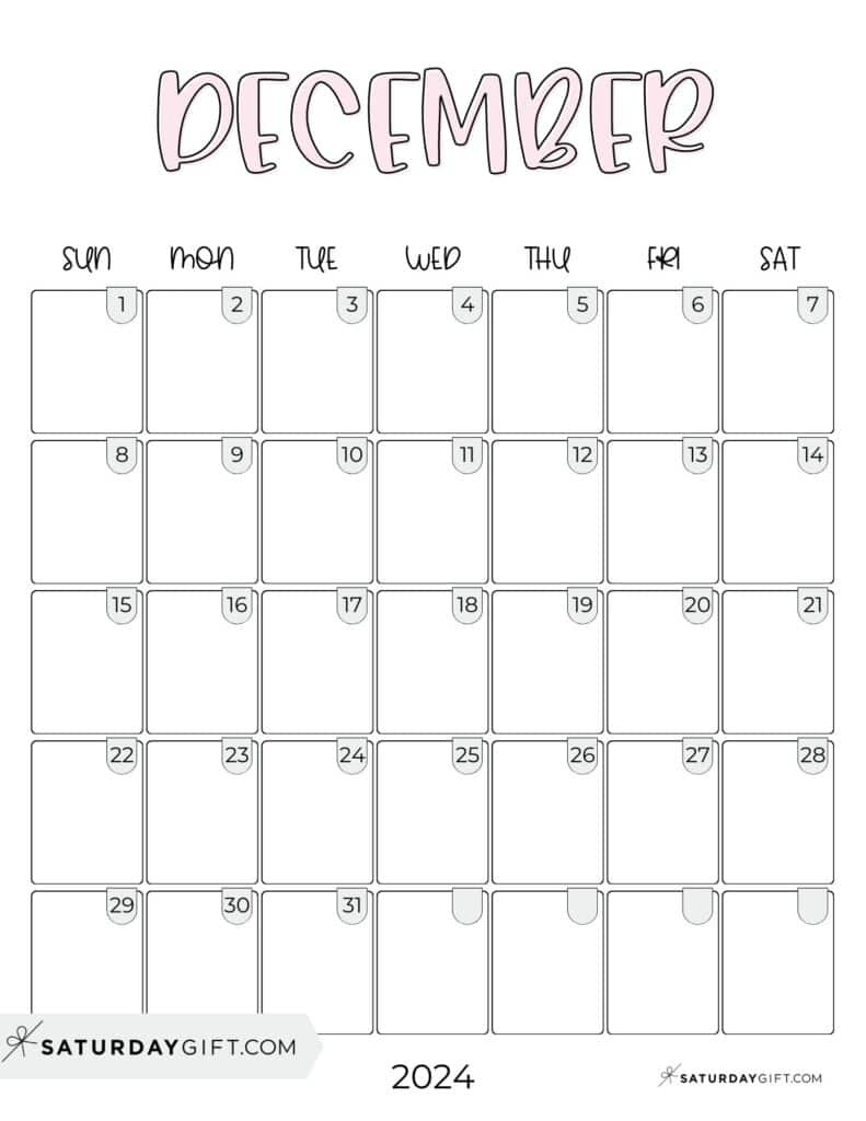 Cute Calendar Template 2024 - Free Aesthetic Printables inside Aesthetic Cute December 2024 Calendar Printable