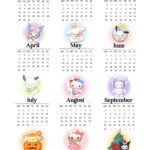 Cute Sanrio Yearly 2024 Calendar Poster Inside December 2024 Hello Kitty Calendar Printable