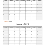 December 2024 And January 2025 Calendar | Wikidates Inside December 2024 Jan 2025 Calendar Printable