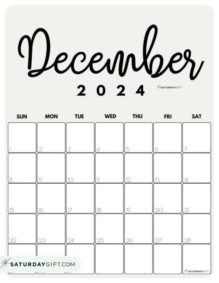 December 2024 Calendar Printable A4