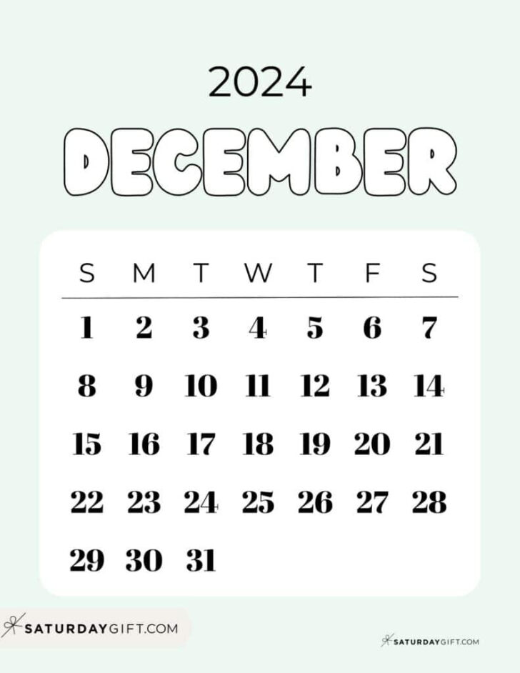 Cute Printable Calendar 2024 December