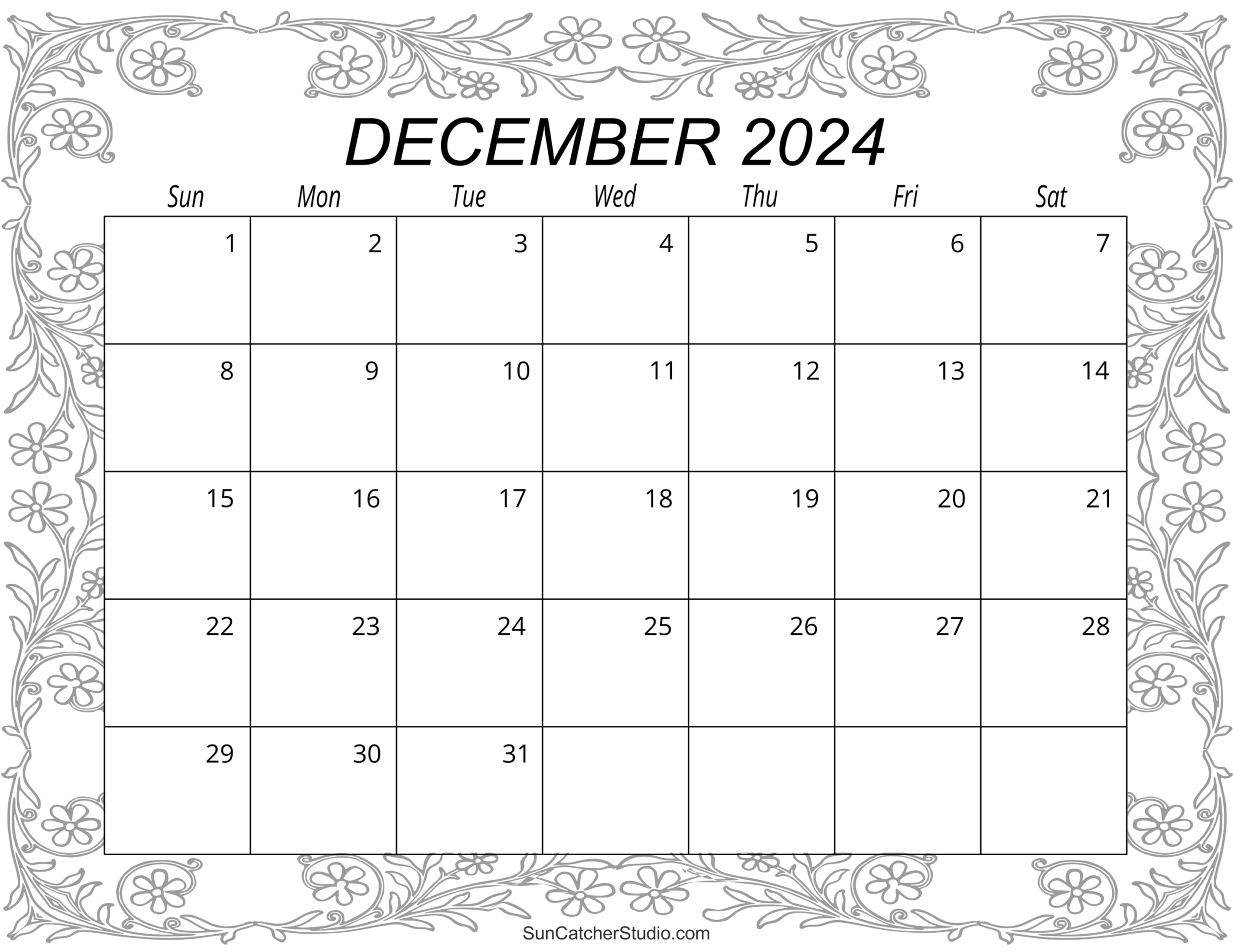 December 2024 Calendar (Free Printable) – Diy Projects, Patterns for 2024 Coloring Calendar Printable December