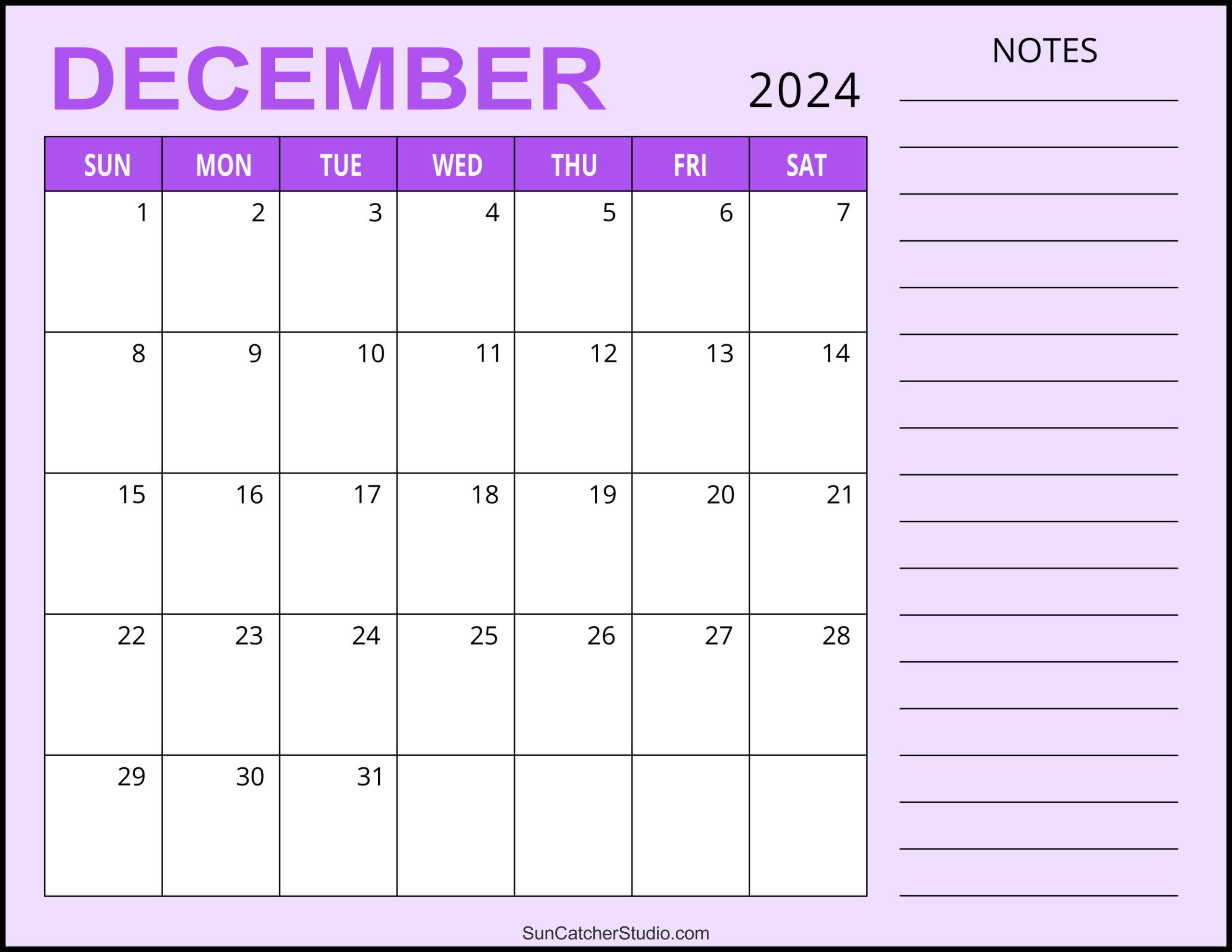 December 2024 Calendar (Free Printable) – Diy Projects, Patterns with December 2024 Calendar Printable Win