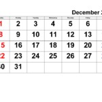 December 2024 Calendar | Free Printable Pdf, Xls And Png Intended For December 2024 Calendar Numbers Printable