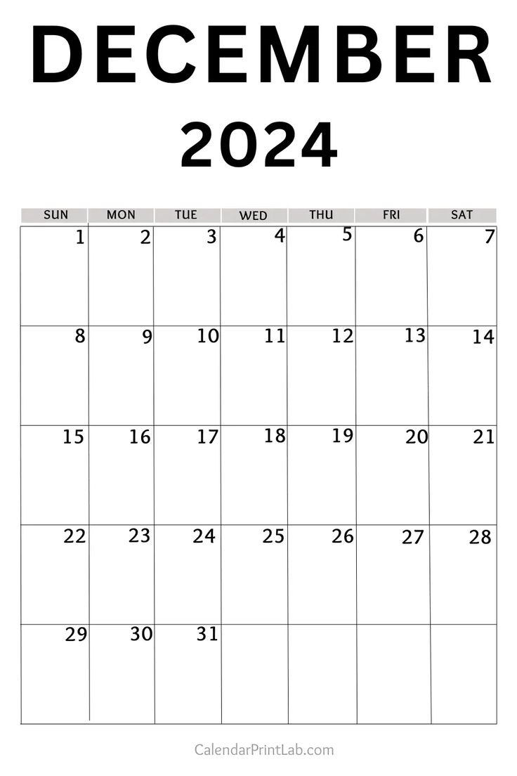 December 2024 Calendar Printable intended for Blank December 2024Vertical Calendar Printable