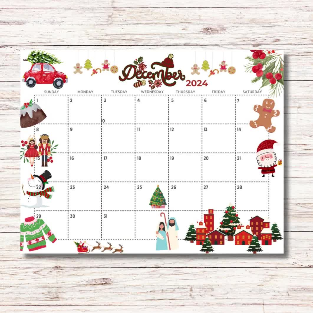 December 2024 Calendar Printable Kids Calendar 2024 Wall Calendar inside December 2024 Printable Desk Calendar