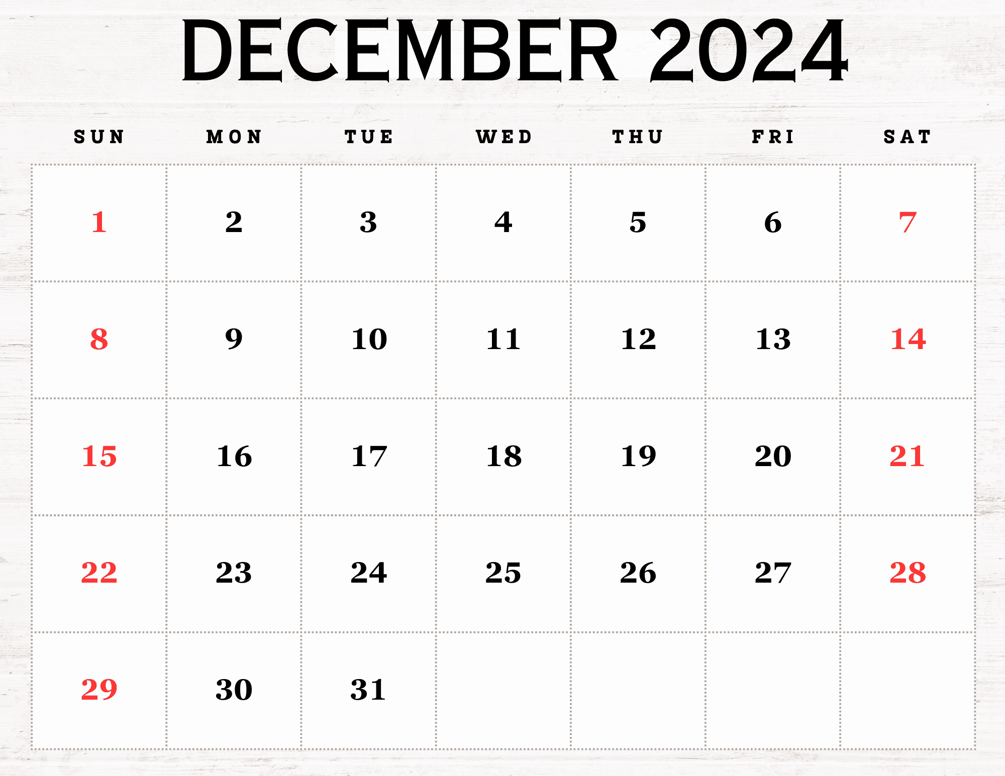 December 2024 Calendar Printable Pdf Blank Free Templates throughout December 2024 Calendar Printable Time And Date