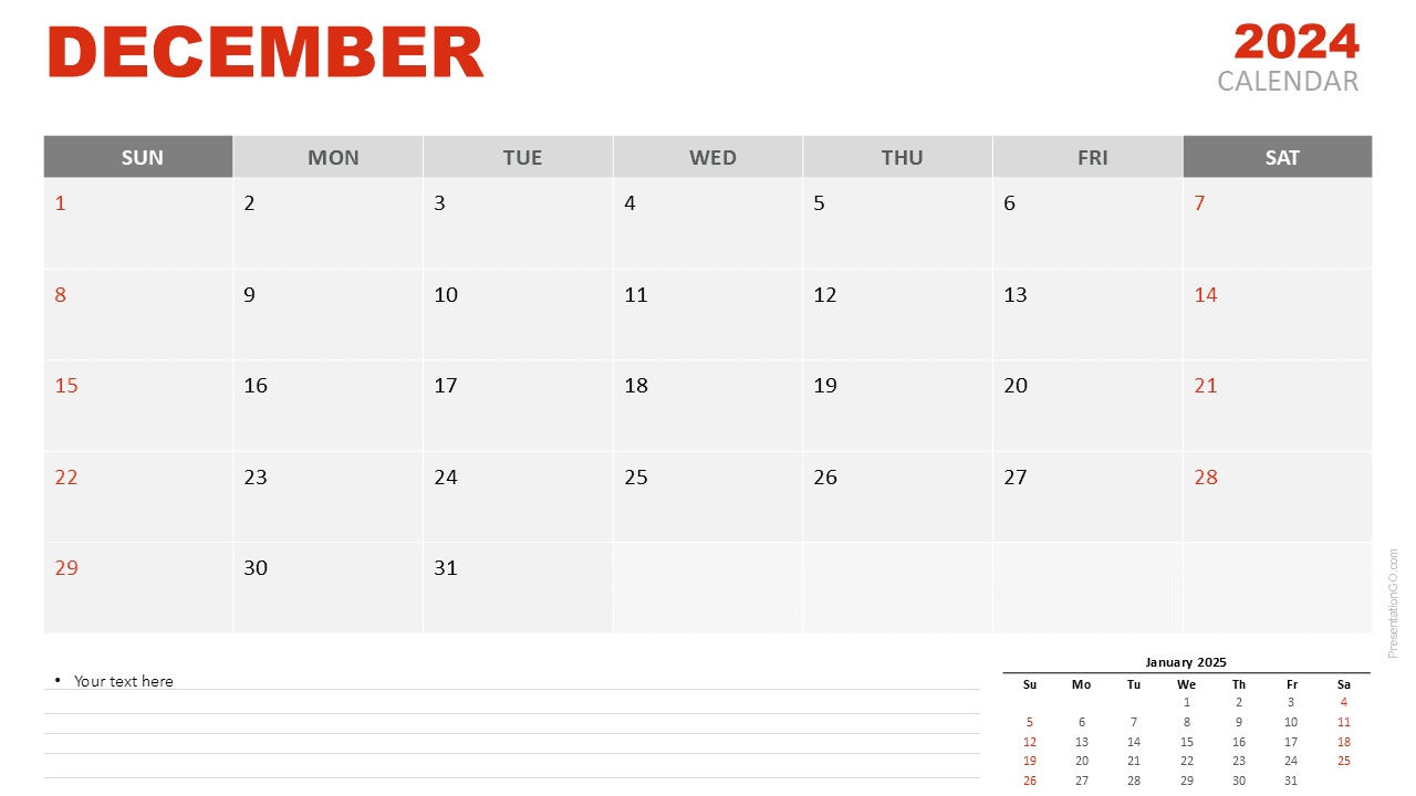 December 2024 Calendar Template For Powerpoint &amp;amp; Gslides pertaining to Google Calendar December 2024 Printable