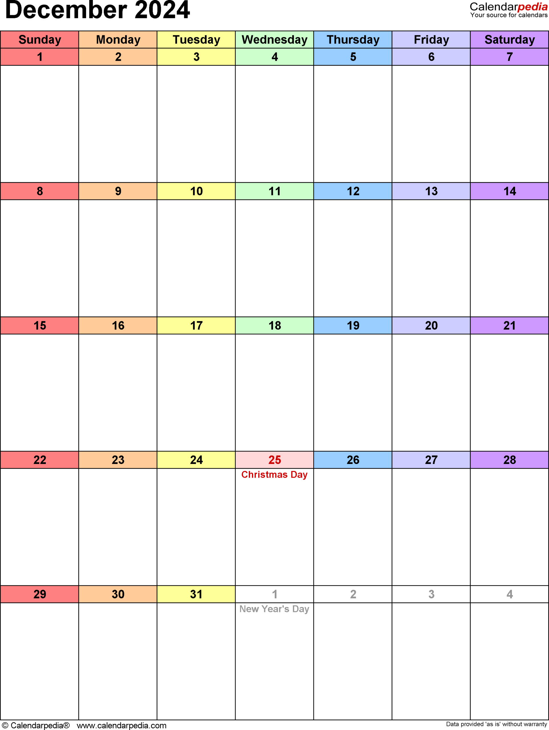 December 2024 Calendar | Templates For Word, Excel And Pdf intended for Blank December 2024Vertical Calendar Printable