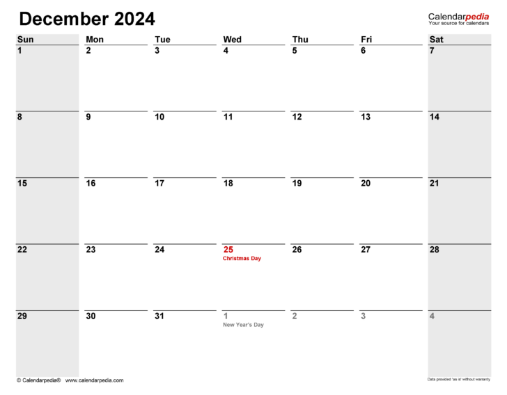 December 2024 Shareware Printable Calendar