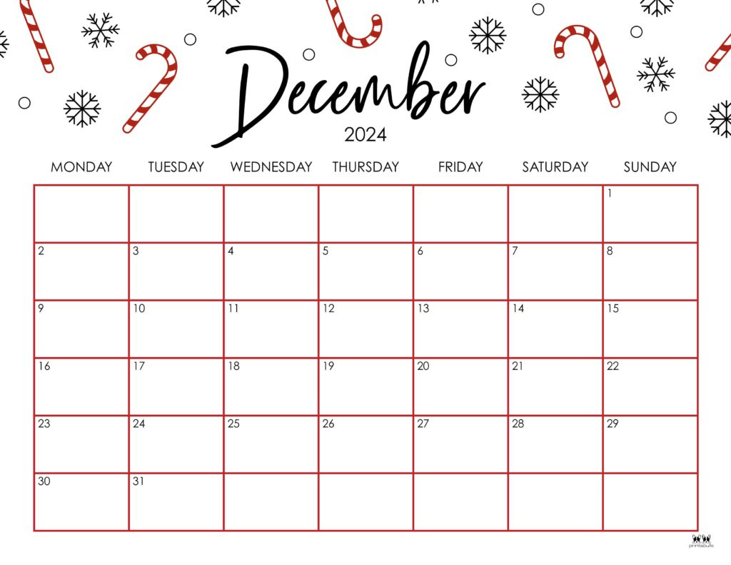 December 2024 Calendars - 50 Free Printables | Printabulls for 2024 December Calendar Printable Free