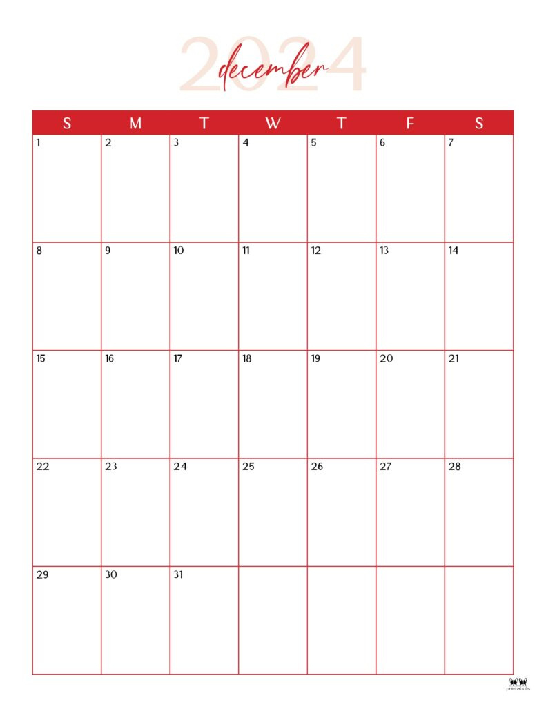 December 2024 Calendars - 50 Free Printables | Printabulls in December 2024 Calendar Printable Legal Size