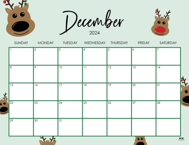 Cute Printable December 2024 Calendar Large Print