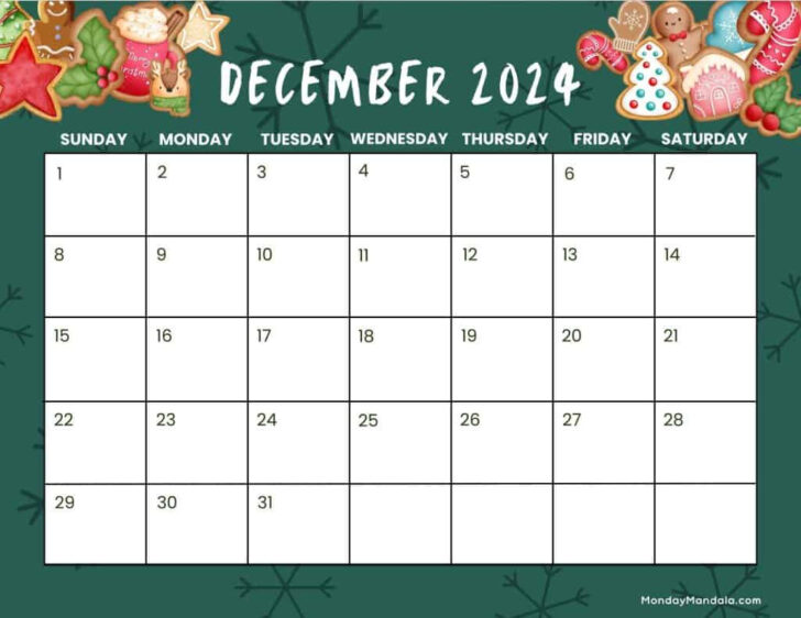 Calendar December 2024 Printable Christmas