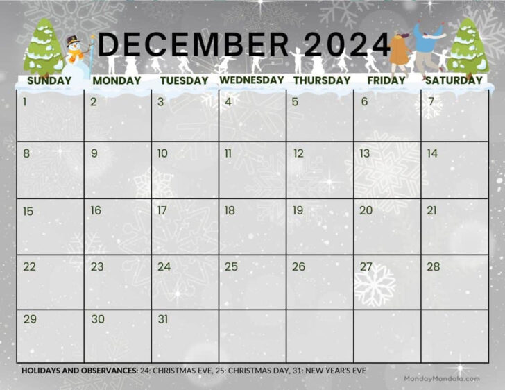 December 2024 Calendar Printable Landscape