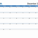 December 2024 Monthly Calendar (Pdf, Word, Excel) Within Blue Calendar Printable For December 2024