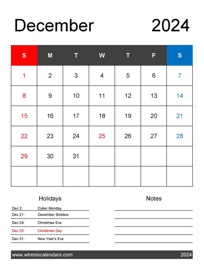 December 2024 Printable Calendar Waterproof Monthly Calendar in 2024 December Printable Calendar Waterproof