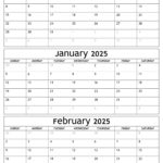 December 2024 To February 2025 Calendar Template   Three Months Regarding Printable 3 Month Calendar December 2024   January February 2025