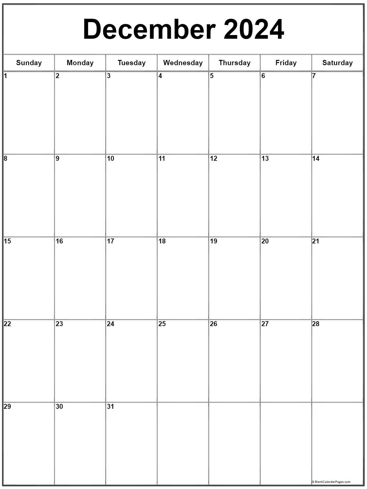 December 2024 Vertical Calendar | Portrait with regard to December 2024 Calendar Printable Vertical