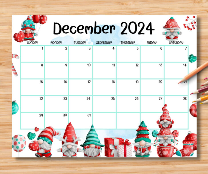 December 2024 Cute Calendar Printable