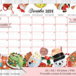 Editable December 2024 Calendar, Christmas Sweets & Drinks In 2024 December Christmas Calendar Printable