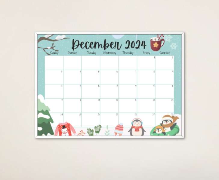 December 2024 Calendar Printable Penguin