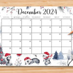 Editable December 2024 Calendar, Joyful Winter W/Cute Penguins With Regard To December 2024 Calendar Printable Penguin