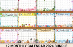 Editable Monthly Calendar 2024 Bundle, Cute Printable Fillable in December 2024 Calendar Printable A6