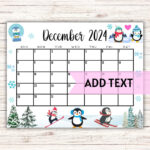 Editable Printable December Calendar 2024 Cute Christmas Penguin Calendar  Holiday Calendar December 2024 Calendar Family Calendar   Etsy Inside December 2024 Calendar Printable Penguin