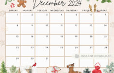 Fillable December 2024 Calendar, Cute Festive Snowy Winter regarding Christmas December Calendar 2024 Printable