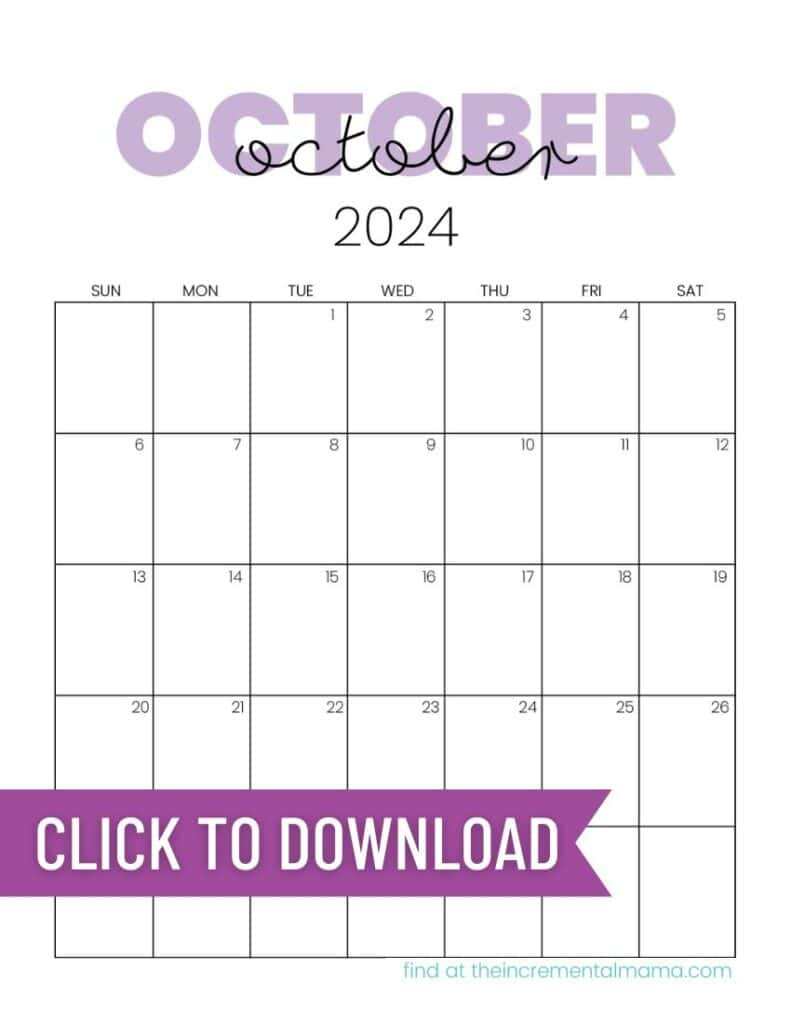 Free 2024 Monthly Calendar Printable Templates - The Incremental Mama regarding Calender Free Printable October-December 2024 Bills