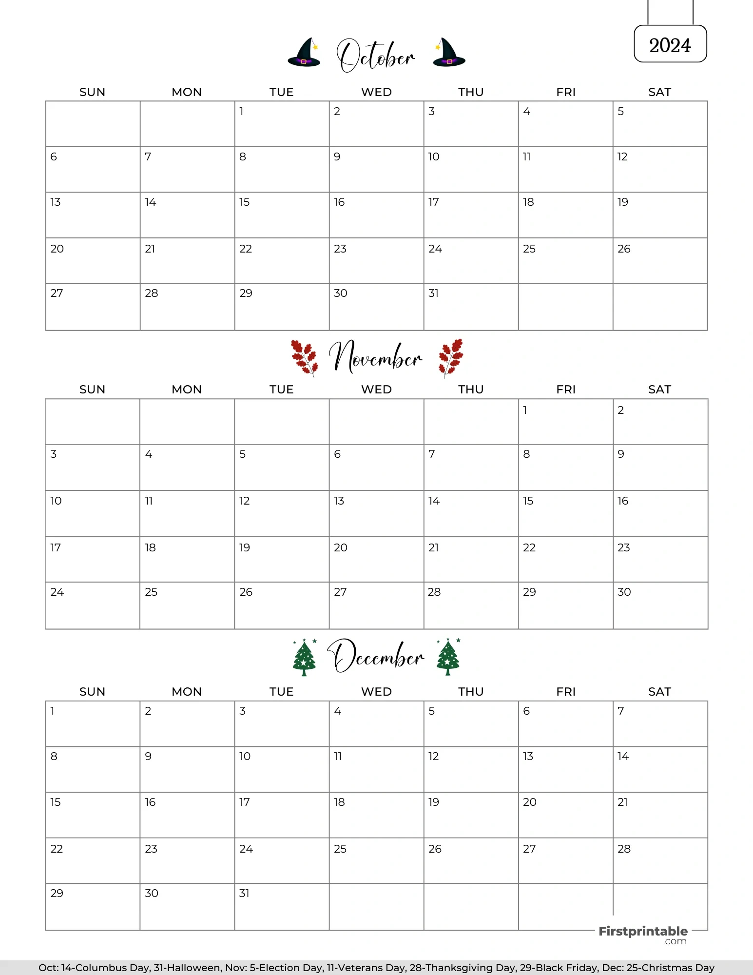 Free 3 Month Calendars 2024 in August December 2024 Printable Calendar