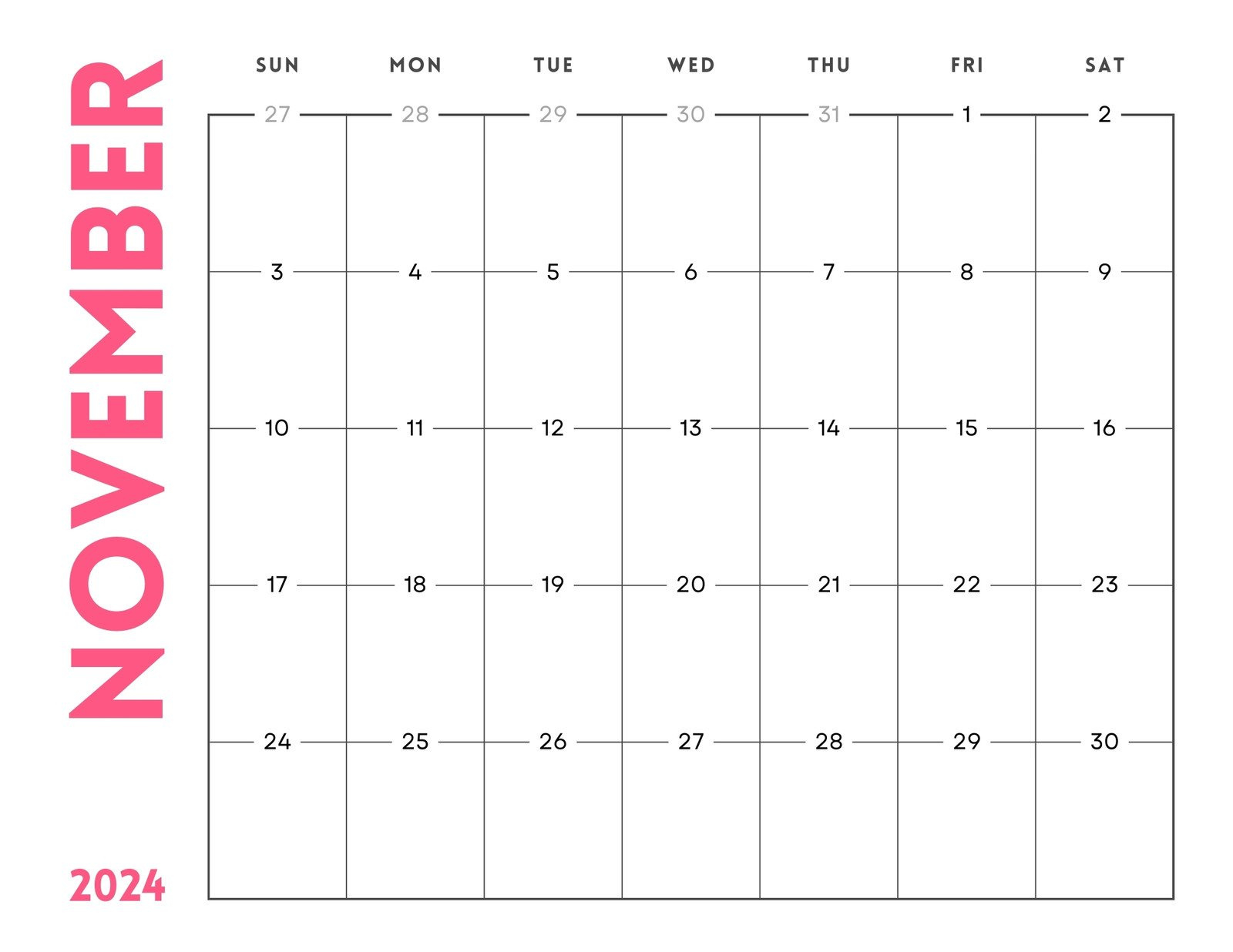 Free And Printable November 2024 Calendar Templates | Canva pertaining to 2024 November And December Calendar Free Printable