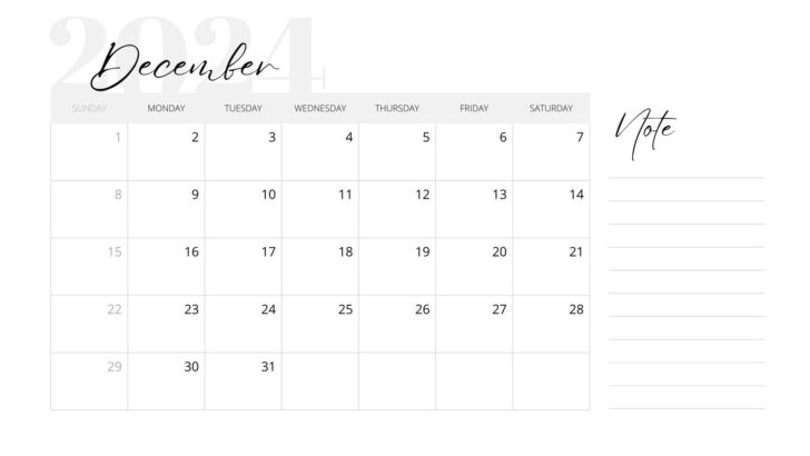 A4 Calendar December 2024 Printable