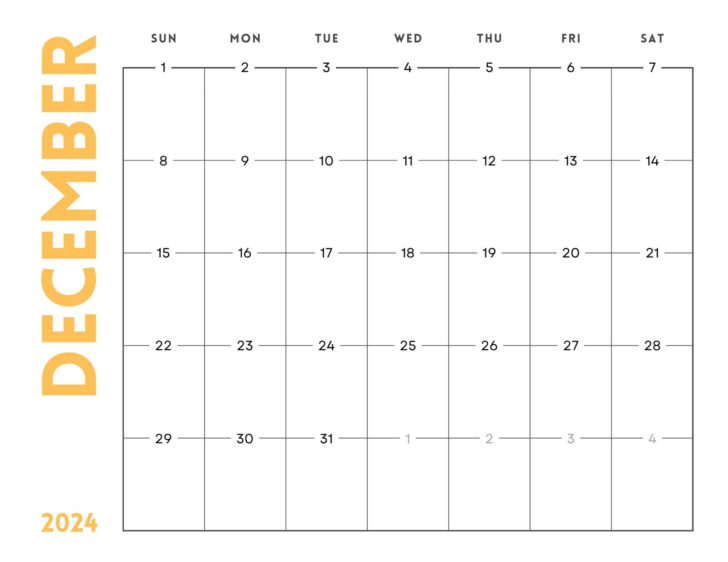 Blank Calendar December 2024 Printable