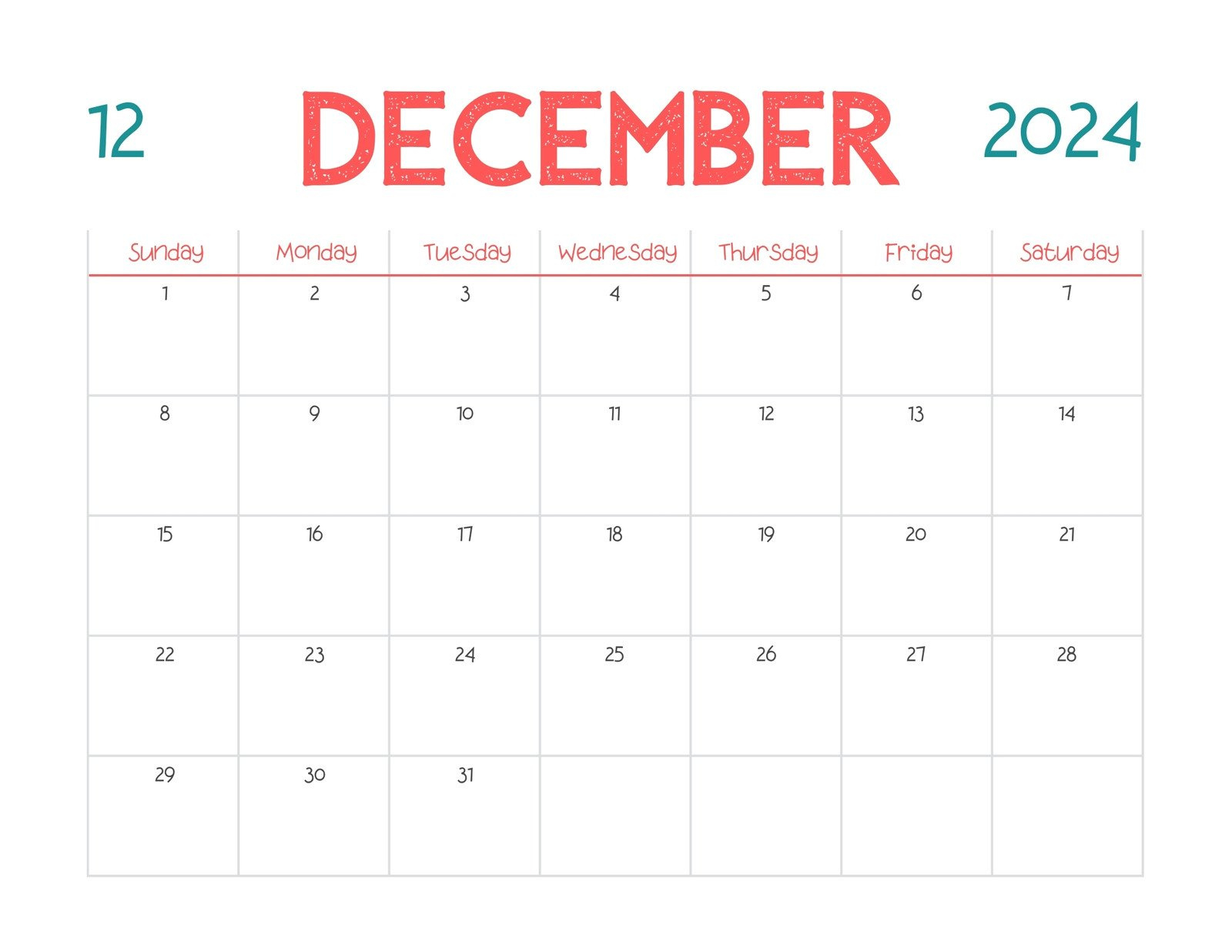 Free, Printable December 2024 Calendar Templates | Canva in 2024 December Printable Typable Calendar