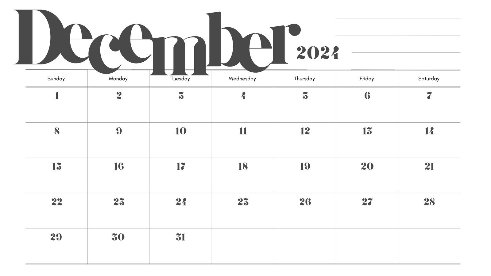 Free, Printable December 2024 Calendar Templates | Canva with December 2024 Calendar Printable Planner