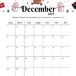 Free Printable & Fillable December Calendars 2024 For Christmas Style Printable December 2024 Calendar Large Print