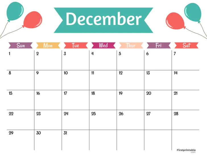 December 2024 Calendar Printable Kids